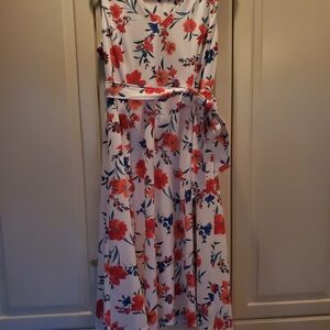 Calvin Klein Floral Midi Dress - Reds and Pinks